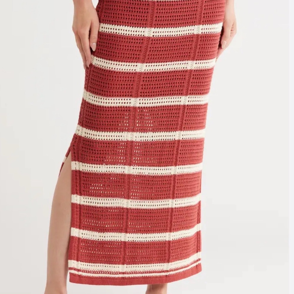 Vero Moda Striped Crochet Midi Skirt Small